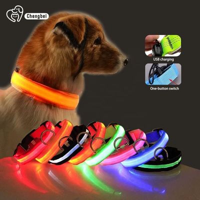 satın al Hundehalsband Işıklı Köpek Yakaları Şarj edilebilir Nylon XS XL LED Evcil Hayvan Yakaları Çevrimiçi üretim