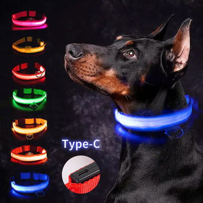 LED Köpek Yaka Su geçirmez Düzenlenebilir USB Tip-C Şarj Katı Şablon Yanıp sönen Işık