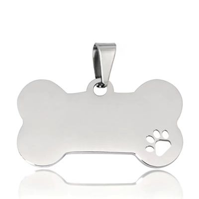 Paslanmaz Çelik Köpek Adı Etiketleri Gümüş Mavi Köpek Kimliği Etiketleri gravürlü