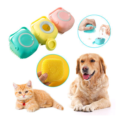 Mavi pembe şampuan fırçası Silikon köpek banyosu fırçası Özel