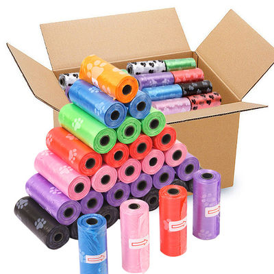HDPE kompostlanabilir köpek dışkısı torbaları pembe kırmızı mor biyolojik olarak ayrıştırılabilir evcil hayvan atık torbaları