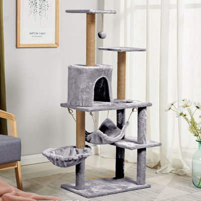 Çok katmanlı kedi tırmanma kulesi SISAL MDF kedi kazım direkleri Ağaçlar