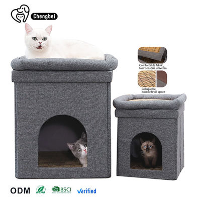 Kediler için tırmanma çerçevesi katlanmış çift soğuk kedi çöpü çukur platformu lüks ve rahat